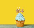 Birthday Cake With Candle Number 164. Royalty Free Stock Photo