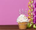 Birthday Cake With Candle Number 156 Royalty Free Stock Photo