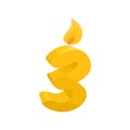 Birthday cake candle number three icon Royalty Free Stock Photo