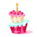 Birthday Cake with candles. Birthday Party Elements. decorating birthday cake