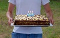 Birthday cake with candles Royalty Free Stock Photo