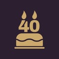 The birthday cake with candles in the form of number 40 icon. Birthday symbol. Flat Royalty Free Stock Photo