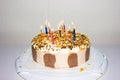 Birthday cake. candles happy birthday bakery product Royalty Free Stock Photo