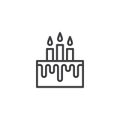 Birthday cake with candles line icon