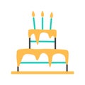 Birthday cake with candles line icon.