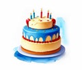 Birthday cake with candles realistic illustration on isolated white background