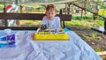 birthday. cake with candles 10 years Royalty Free Stock Photo