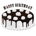 Birthday, cake, chocolate, words, vector, illustration