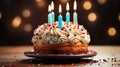 Birthday cake with colorful birthday candles