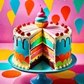 Birthday cake colorful rainbow frosting decoration ice cream