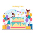 Birthday cake concept. Flat vector illustration Royalty Free Stock Photo