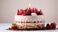 Birthday cake decorated with candle and berries Royalty Free Stock Photo