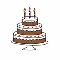 Birthday cake doodle icon, vector color illustration Royalty Free Stock Photo