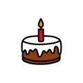 Birthday cake doodle icon, vector color line illustration Royalty Free Stock Photo
