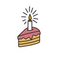 Birthday cake doodle icon, vector illustration Royalty Free Stock Photo
