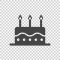 Birthday cake flat icon. Fresh pie muffin on isolated background