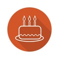 Birthday cake flat linear long shadow icon