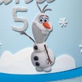 Birthday cake Frozen party with Elsa and Anna, Olaf Cute Snowman.Disney\'s Frozen characters