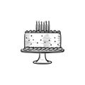 Birthday cake hand drawn sketch icon.