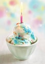 Birthday Cake Ice Cream decorated with candle Royalty Free Stock Photo