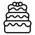 Birthday cake icon outline vector. Anniversary sweet dessert