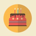 Birthday Cake Illustration - Flat Icon. Royalty Free Stock Photo