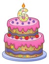 Birthday cake image for 6 years old Royalty Free Stock Photo