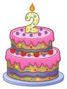 Birthday cake image for 2 years old Royalty Free Stock Photo