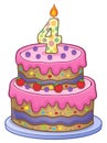 Birthday cake image for 4 years old Royalty Free Stock Photo