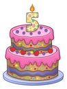 Birthday cake image for 5 years old Royalty Free Stock Photo