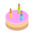 Birthday cake isometric 3d icon