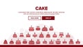 Collection Birthday Cake Sign Icons Set Vector