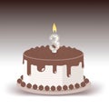 Birthday cake with lit candle number three Royalty Free Stock Photo