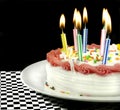 Birthday Cake with Lit Candles Royalty Free Stock Photo