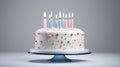 Birthday cake in modern minimalist style with candles on a pale background