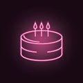 Birthday cake neon icon. Elements of Party set. Simple icon for websites, web design, mobile app, info graphics