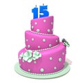 Birthday cake with number fifteen