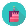 Birthday cake, party, flat icon with a long shadow