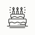 Birthday cake, pie with candles icon. Happy birthday. Party celebration birthday holidays event carnival festive. Line Royalty Free Stock Photo