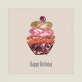 Birthday cake quilling card with text pastel
