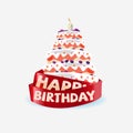 birthday cake with ribbon. birthday concept - vector illustration