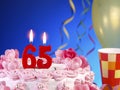 Birthday cake showing Nr. 65
