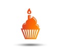 Birthday cake sign icon. Burning candle symbol. Royalty Free Stock Photo