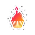 Birthday cake sign icon. Burning candle symbol. Vector Royalty Free Stock Photo