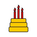 Birthday Cake sign. Logo dessert for holiday. Cake and candles i