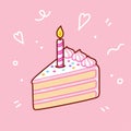 Birthday cake slice with candle Royalty Free Stock Photo