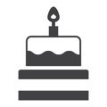 Birthday cake solid icon, sweet and holiday Royalty Free Stock Photo