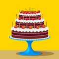 Birthday cake with strawberries and cherries Royalty Free Stock Photo