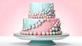 Birthday cake in the style of modern minimalism decorated with sugar balls