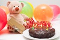 Birthday cake and teddy bear